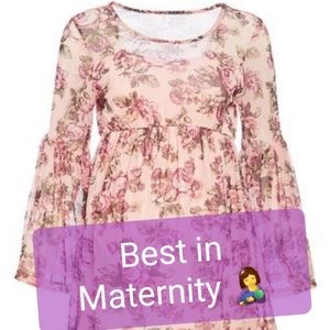 Mom & Co. Maternity Pink Mesh Floral Top